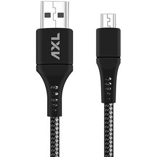                       AXL CB-51 Micro USB Round Braided Sync/Charging Cable for Android with 3Amp Output 1 Meter (Black)                                              