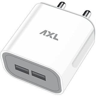                       AXL Wall Charger-25  Dual USB Port 5V/2.4A  Fast Charging Adapter with Micro Cable (White)                                              