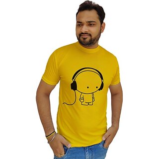                       Perfect Fashion Men Printed Round Neck Yellow T-Shirt                                              