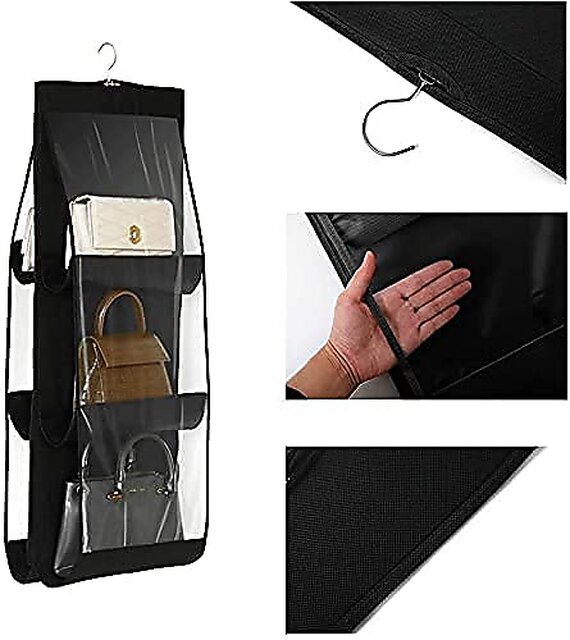 Hanging Handbag Organizer Dust-Proof Storage Holder Bag Wardrobe Closet for  Purse Clutch with 8 Larger Pockets