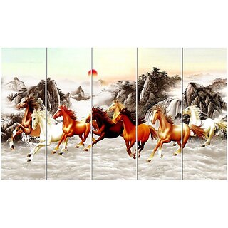                       Sketchfab 7 Horse UV Wall Painting for Home decorative Digital Reprint (2530589) Digital Reprint 30 inch x 60 inch Painting (Without Frame, Pack of 5)                                              