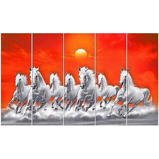                       Sketchfab 7 Horse UV Wall Painting for Home decorative Digital Reprint (2530590) Digital Reprint 30 inch x 60 inch Painting (Without Frame, Pack of 5)                                              