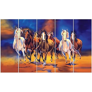                       Sketchfab 7 Horse UV Wall Painting for Home decorative Digital Reprint (2530687) Digital Reprint 30 inch x 50 inch Painting (Without Frame, Pack of 5)                                              