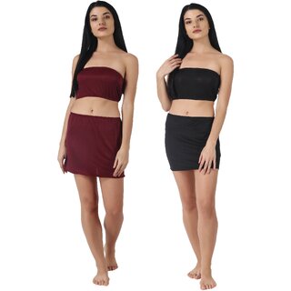                       Kismat Fashion Sexy & Stylish New Top & Skirt Set Pack Of Two                                              