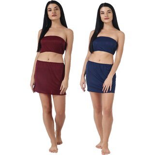                       Kismat Fashion Sexy & Stylish New Top & Skirt Set Pack Of Two                                              