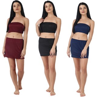                       Kismat Fashion Sexy & Stylish New Top & Skirt Set Pack Of Three                                              