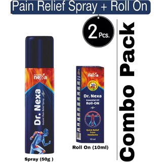 Dr. nexa pain releif combo pack of 2  Dr. Nexa Instant Pain Relief Spray (71.4 ml) + Dr. Nexa Roll On (10 ml) for insta