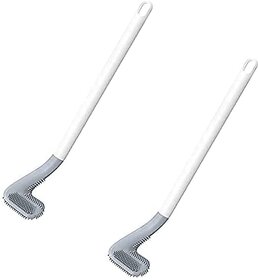 Silicon Golf Toilet Cleaner Brush with Non-Slip Long Handled with Magic Sticker Holder/Hook for Bathroom pack of 2