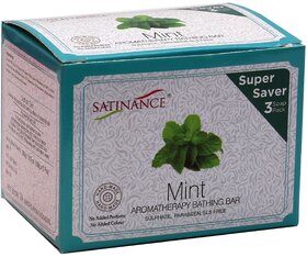 Satinance Mint Aromatherapy Bathing Bar (Transparent) 300g (3x100g) Super Saver Pack - Sulphate, Parabeen, SLS Free