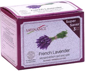 Satinance French Lavender Aromatherapy Bathing Bar (Transparent) 300g (3x100g) Super Saver Pack