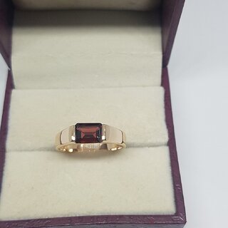                       Jaipur Gemstone- Hessonite/Gomed Gold Plated Ring Original  Good Quality Stone Ring For Unisex                                              