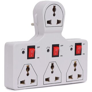 morex 4 Universal Socket 3 Switch Multiplug Sockets Extension Board/Extension Cord