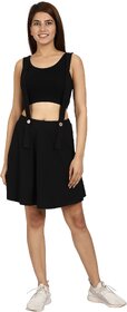 ROARERS Womens Solid Black Mini Skirt