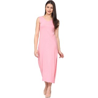                       ROARERS Womens Solid Pink Maxi Dress                                              