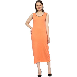                       ROARERS Womens Solid Orange Midi Dress                                              