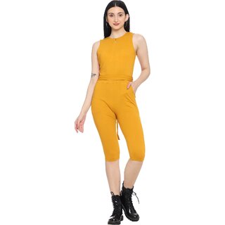                       ROARERS Womens Solid Yellow Jumpsuits                                              