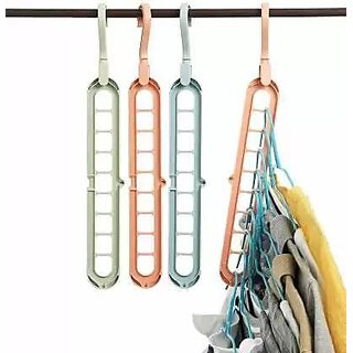                       S4 Magic Hangers Nine Holes Hangers Space Saving Clothes Hangers Closet Organizer Hanger Pack of 3                                              