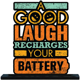                       Homeberry A Good Laugh Recharge Your Battery - Table Decorative Miniature                                              
