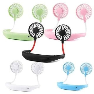                       Rechargeable Mini USB Personal Fan with 360 Rotation, 3 Adjustable Speeds Hand Free Neck Fan 105 (Pack of 1)                                              