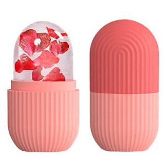                       Nyalkaran 100 Facial Ice Roller For Glowing  Tighten Skin Reusable Silicone Ice Roller Massager  (Pink)                                              