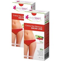 Everteen Silky Bikini Line Hair Remover Creme With Cranberry And Cucumber - 2 Packs (50G Each) Cream (100 G)