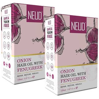                       Neud Premium Onion Hair Oil With Fenugreek For Men & Women - 2 Packs (150Ml Each) Hair Oil (300 Ml)                                              