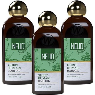                       Neud Premium Ghrit Kumari Hair Oil For Men & Women - 3 Packs (150Ml Each) Hair Oil (450 Ml)                                              