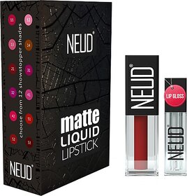 Neud Matte Liquid Lipstick Perfect Pout With Lip Gloss - 1 Pack (Perfect Pout, 3 Ml)