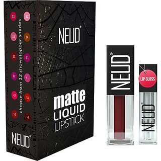 Neud Matte Liquid Lipstick Mocha Brownie With Lip Gloss - 1 Pack (Mocha Brownie, 3 Ml)