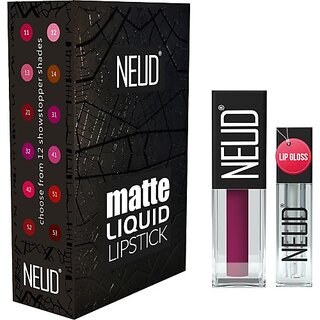 Neud Matte Liquid Lipstick Mauve-A-Licious With Lip Gloss - 1 Pack (Mauve-A-Licious, 3 Ml)