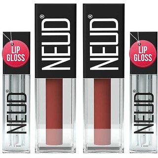 Neud Matte Liquid Lipstick Jolly Coral With Lip Gloss - 2 Packs (Jolly Coral, 6 Ml)