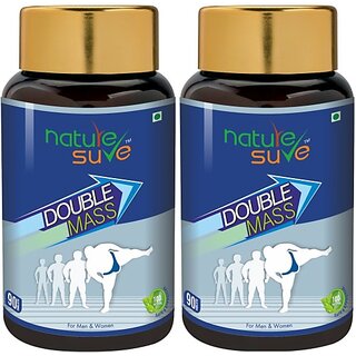                       Nature Sure Double Mass Tablets For Men And Women 2 Packs (90 Tablets Each) Weight Gainers/Mass Gainers (180 No, Natural)                                              