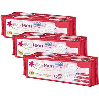                       Everteen Xl Cottony-Soft Sanitary Pads (Neem, Safflower) 60Pcs Sanitary Pad (Pack Of 3)                                              