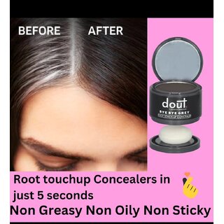                      Dout Hair touch-up Powder for Hair and Beard - Temporary Easy Grey Hair Cover for Women and Men Dark Brown and Black.                                              