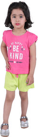 Kid Kupboard Cotton Baby Girls Top, Pink, Half-Sleeves, Crew Neck, 4-5 Years