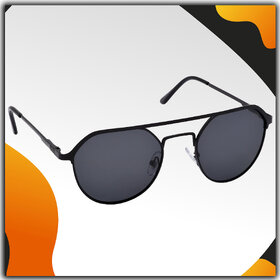 Hrinkar Round UV Protected Black Sunglasses For Unisex