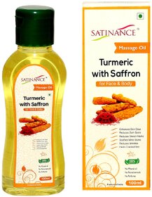 The Satinance Turmeric With Saffron Massage oil 100ml - (No Mineral Oil, No Petrochemicals, No Perfumes)
