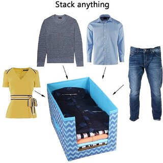                       Zebics organizer shirt stacker Prints cover big small clothes storage in box home wardrobe, cupboard, drawer for men and                                              