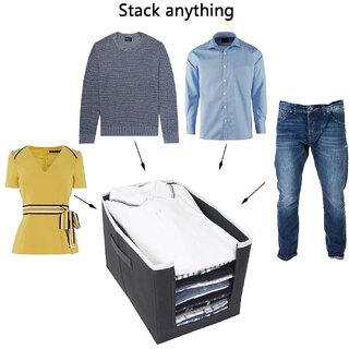                       Zebics organizer shirt stacker solid plain colour 3 Pieces Combo cover big small clothes storage in box home wardrobe, c                                              
