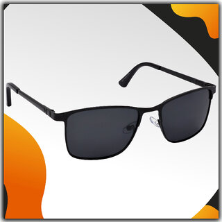                       Hrinkar Rectangular UV Protected Black Sunglasses For Unisex                                              
