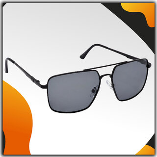                       Hrinkar Rectangular UV Protected Black Sunglasses For Unisex                                              