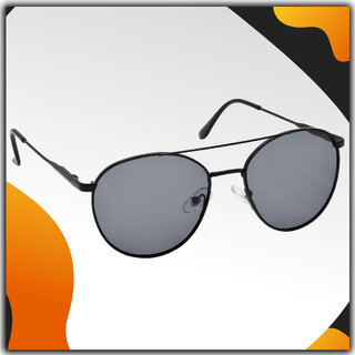                       Hrinkar Round UV Protected Black Sunglasses For Unisex                                              
