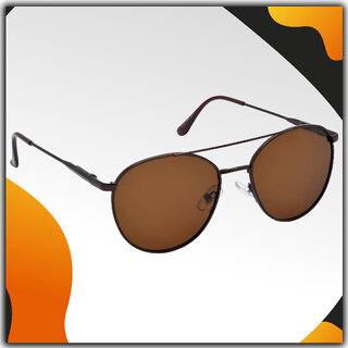                       Hrinkar Round UV Protected Brown Sunglasses For Unisex                                              