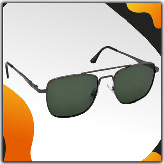                       Hrinkar Rectangular UV Protected Green Sunglasses For Unisex                                              