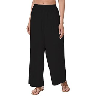                       SK Women's and Girls Black  Premium Regular Fit Rayon Palazzo Pant Free Size Up to 4XL                                              