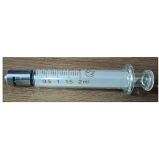                       Glass Syringe luer Lock 2ml - 1 pcs Set - Syringes are Borosilicate Resistance Glass                                              
