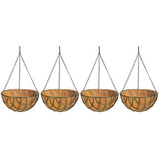                       GARDEN DECO 10 Inch Coir Hanging Basket (Green, Set of 4 PCs)                                              