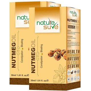                       Nature Sure Nutmeg Jaiphal Oil For Bloating  Constipation - 2 Packs (30Ml Each) (Pack Of 2)                                              