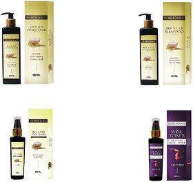 HERBAGRACE Rice Water Shampoo & Conditioner 200ml Each, Rice Water Facewash & Wine Toner 100ml Each (4 Items in the set)