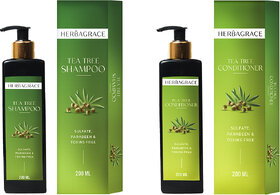 HERBAGRACE Tea Tree Dandruff Free Hair Care Combo of Shampoo, 200ml + Tea Tree Conditioner, 200ml (2 Items in the set)